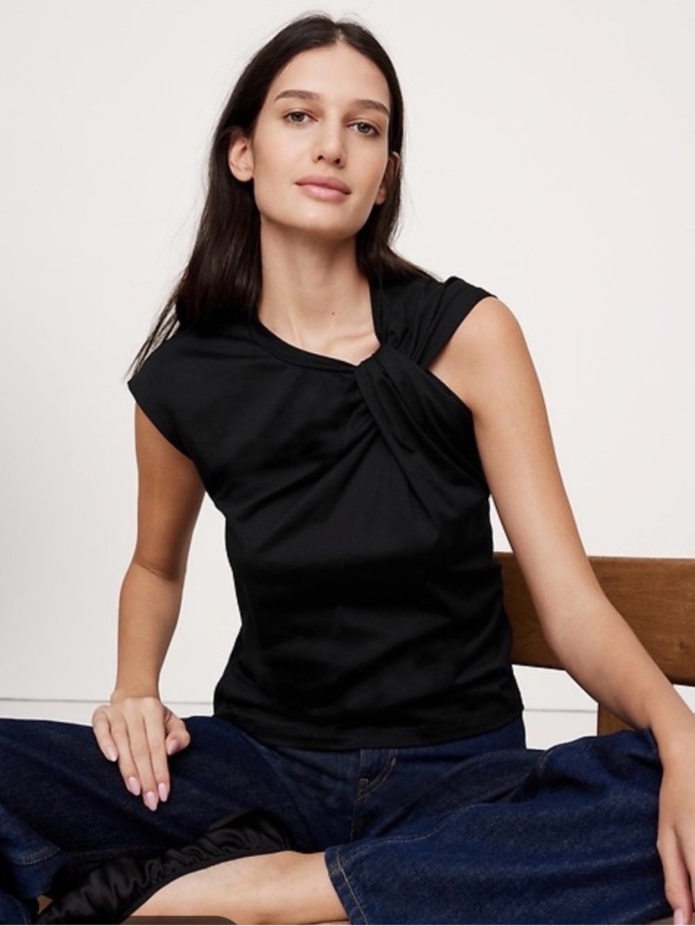 NWOT Banana Republic SILKY COTTON TWISTED TANK Black size XS